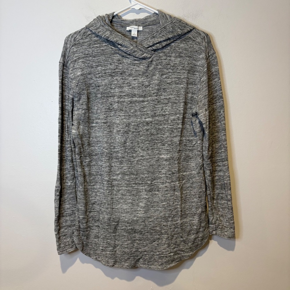 Daily Ritual Womens‎ Gray Heathered Knit Hoodie Sweatshirt Long Sleeve Size M